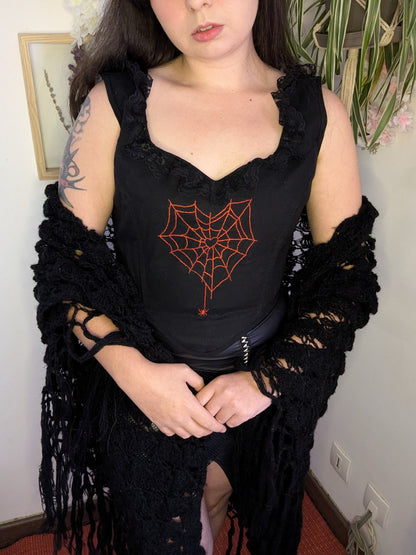 corset brodé Morticia