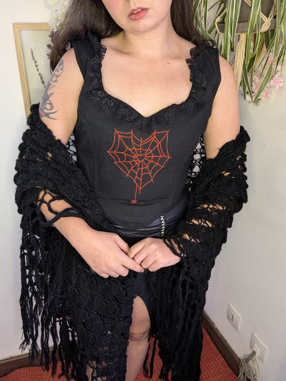 corset brodé Morticia