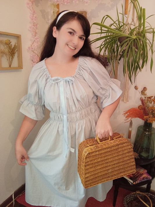 robe artisanal sur mesure fait main tissu recyclé face porté