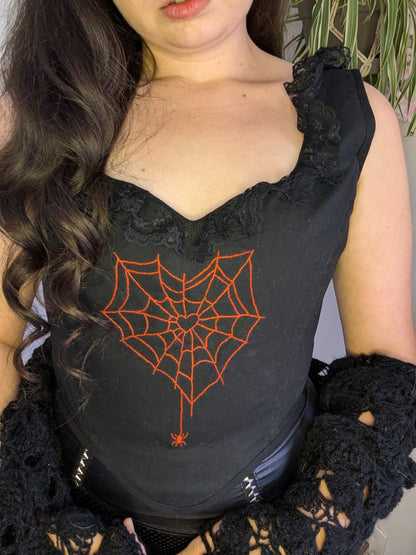 corset brodé Morticia